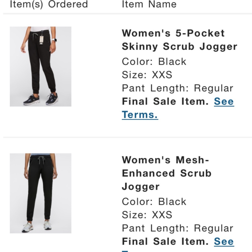 TWO PAIRS Women's Black Skinny Scrub Joggers